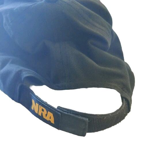 NRA Strap Back Hat Ball Cap Black Yellow Adjustable Adult One Size Fits All - Picture 4 of 5